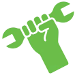 Hand grasping a wrench icon